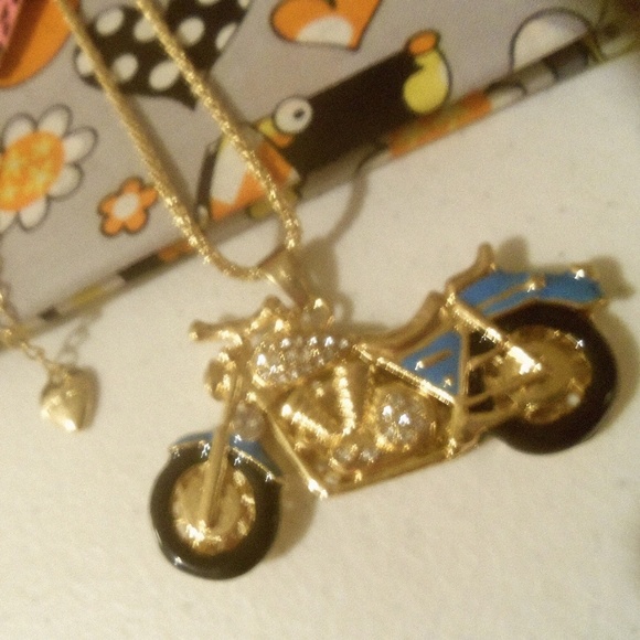 Crystal Blue Motorcycle necklace - Picture 5 of 5